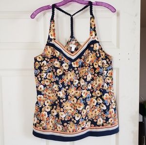 Lauren Conrad Floral Racerback Tank Top Large